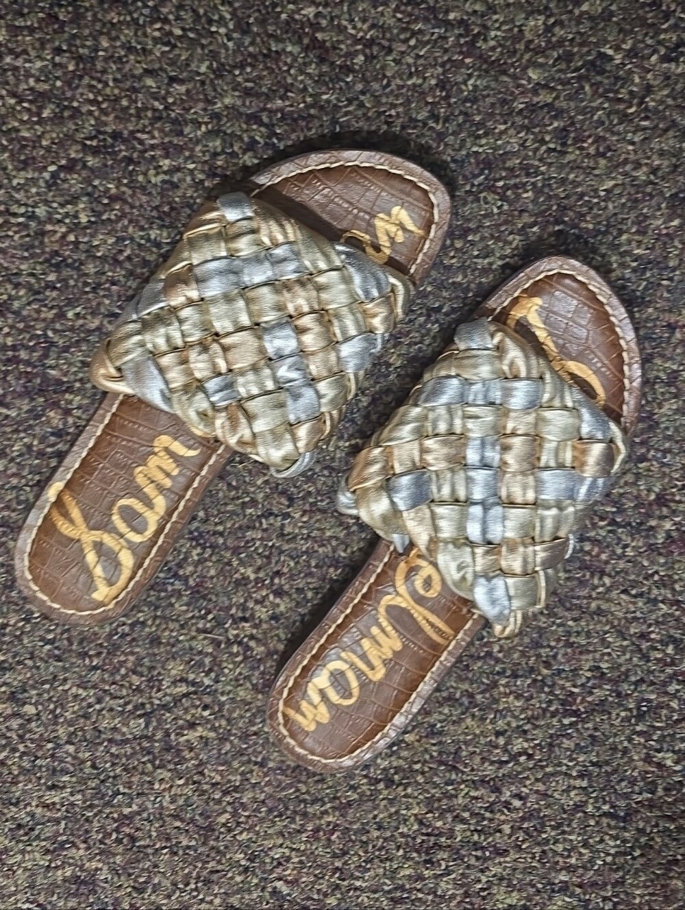 NWOT Sam Edelman Braided Metallic Slide Sandals in Gold and Silver